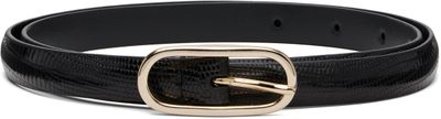 Anderson's Anderson's Black Super Skinny Lizard Leather Oval Buckle Belt
