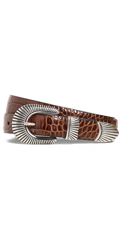 Anderson's Anderson's Narrow Western Mock Croc Belt Medium Tan