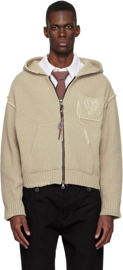Andersson Bell Andersson Bell Beige Heart Logo Zip-Up Hoodie