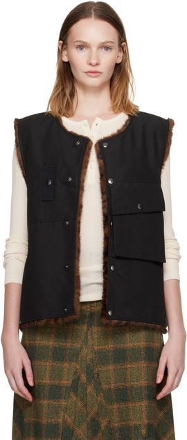 Andersson Bell Andersson Bell Black Collarless Pocket Vest