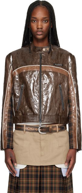 Andersson Bell Andersson Bell Brown Circuit Track Faux-Leather Jacket