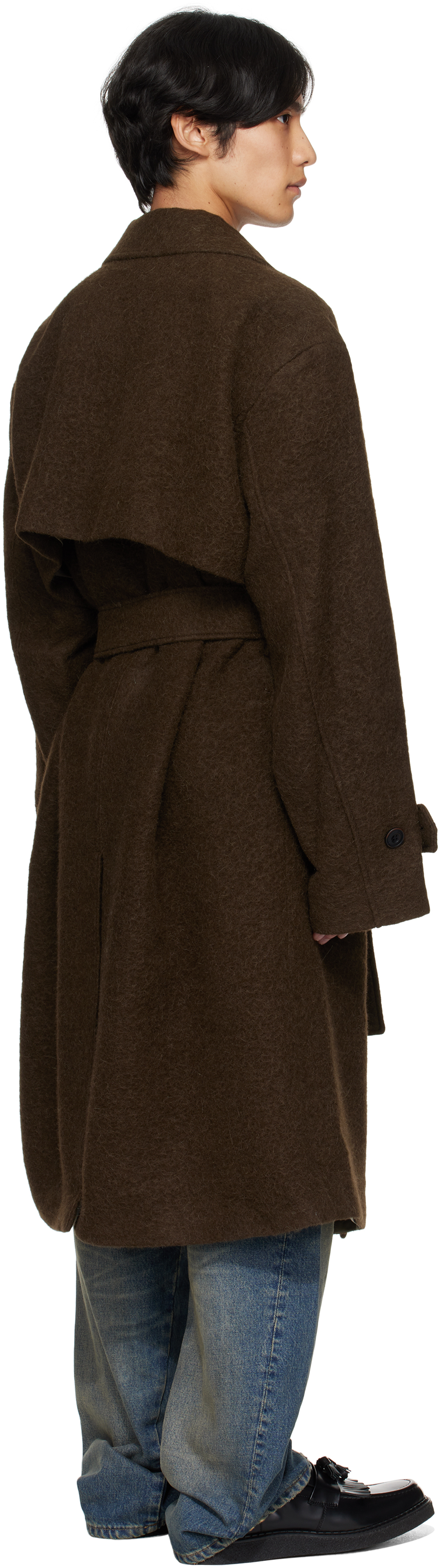 Andersson Bell Brown Mattia Shaggy Wool Robe Coat