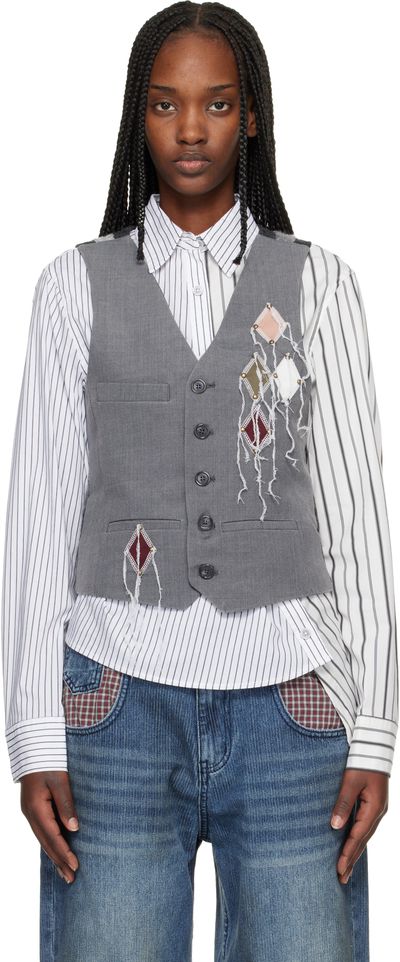 Andersson Bell Andersson Bell Gray Back Knit Argyle Patched Vest