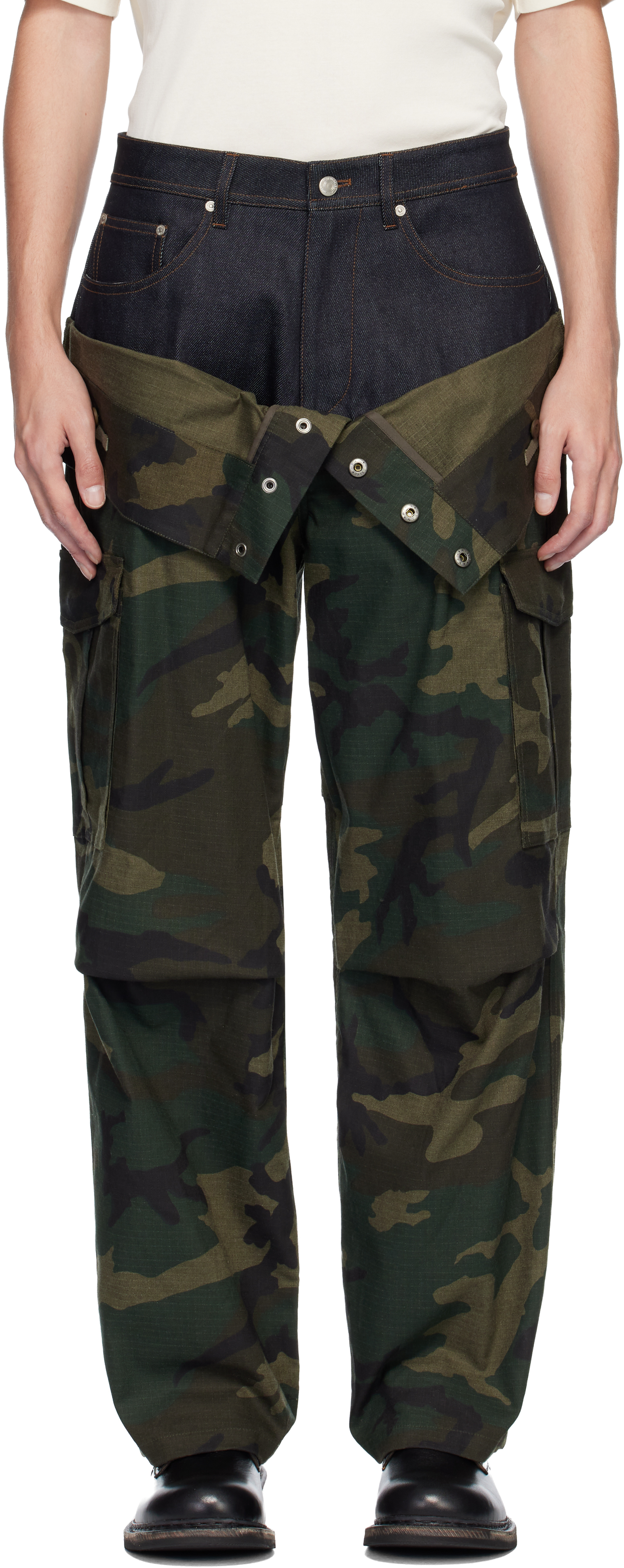 パンツ Andersson Bell camouflage pants Andersson Bell - Khaki Camo Double Waist Work Wide-Leg Trousers