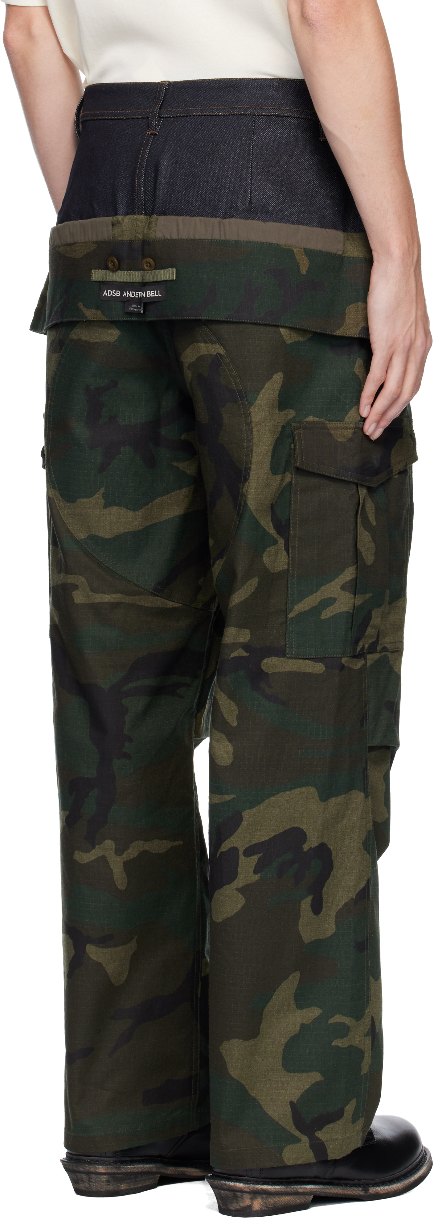Andersson Bell - Khaki Camo Double Waist Work Wide-Leg Trousers