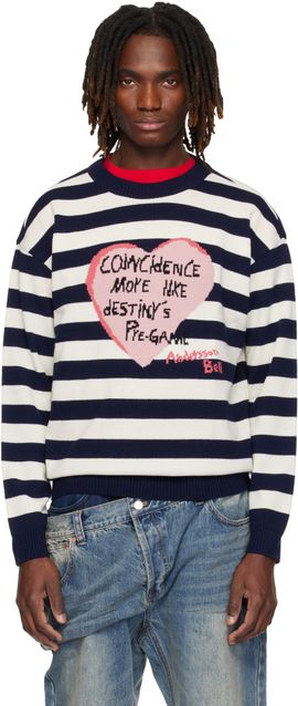 Andersson Bell Andersson Bell Navy & White Heart Message Crew-Neck Sweater