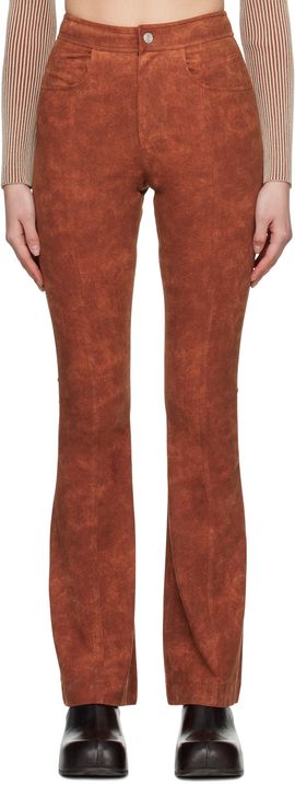 Andersson Bell Andersson Bell Orange Paneled Faux-Leather Trousers