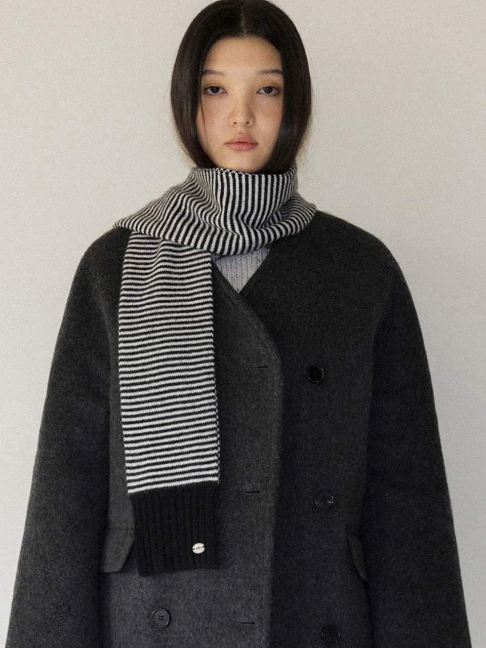 ANDNEEDS Cashmere Knit Scarf_Black