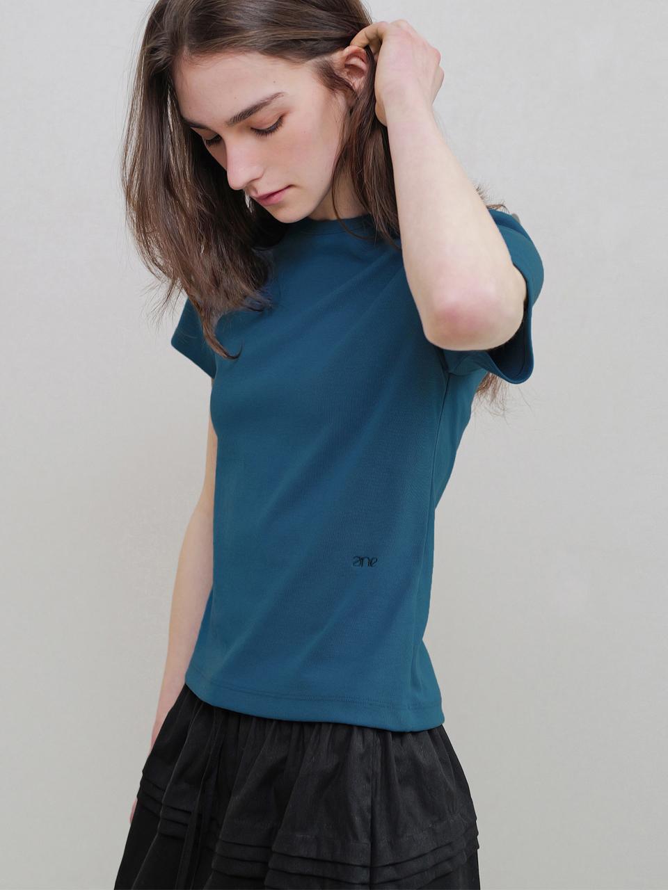 ANDNEEDS Fitted Cotton Polyester Half T-Shirt [Blue]