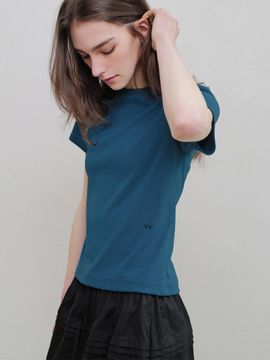ANDNEEDS Fitted Cotton Polyester Half T-Shirt [Blue]
