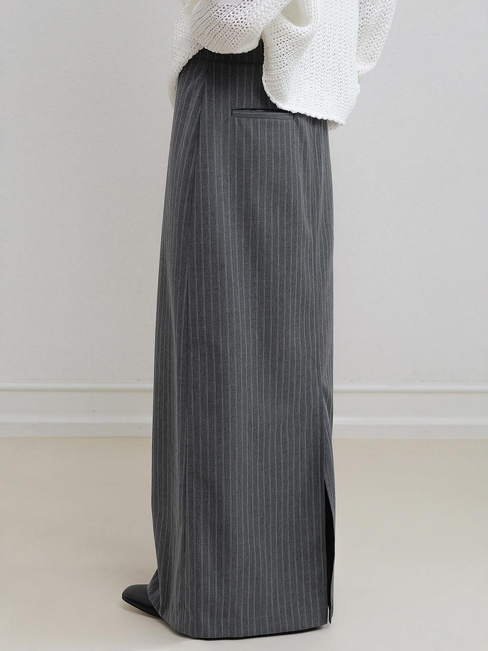 ANDNEEDS Flowing Elastic Waist Maxi Skirt [Charcoal]