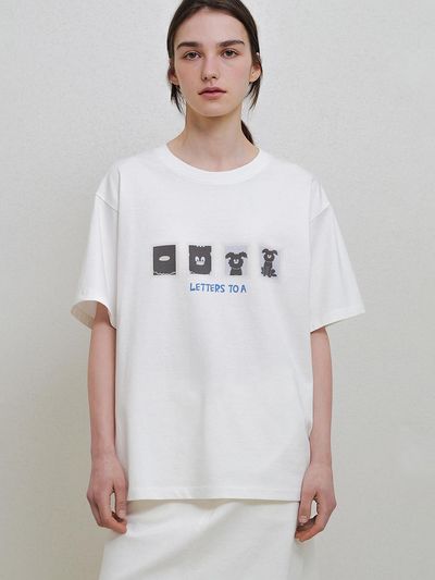 ANDNEEDS Half Sleeve Semi-Overfit Cotton T-shirt [Beige]
