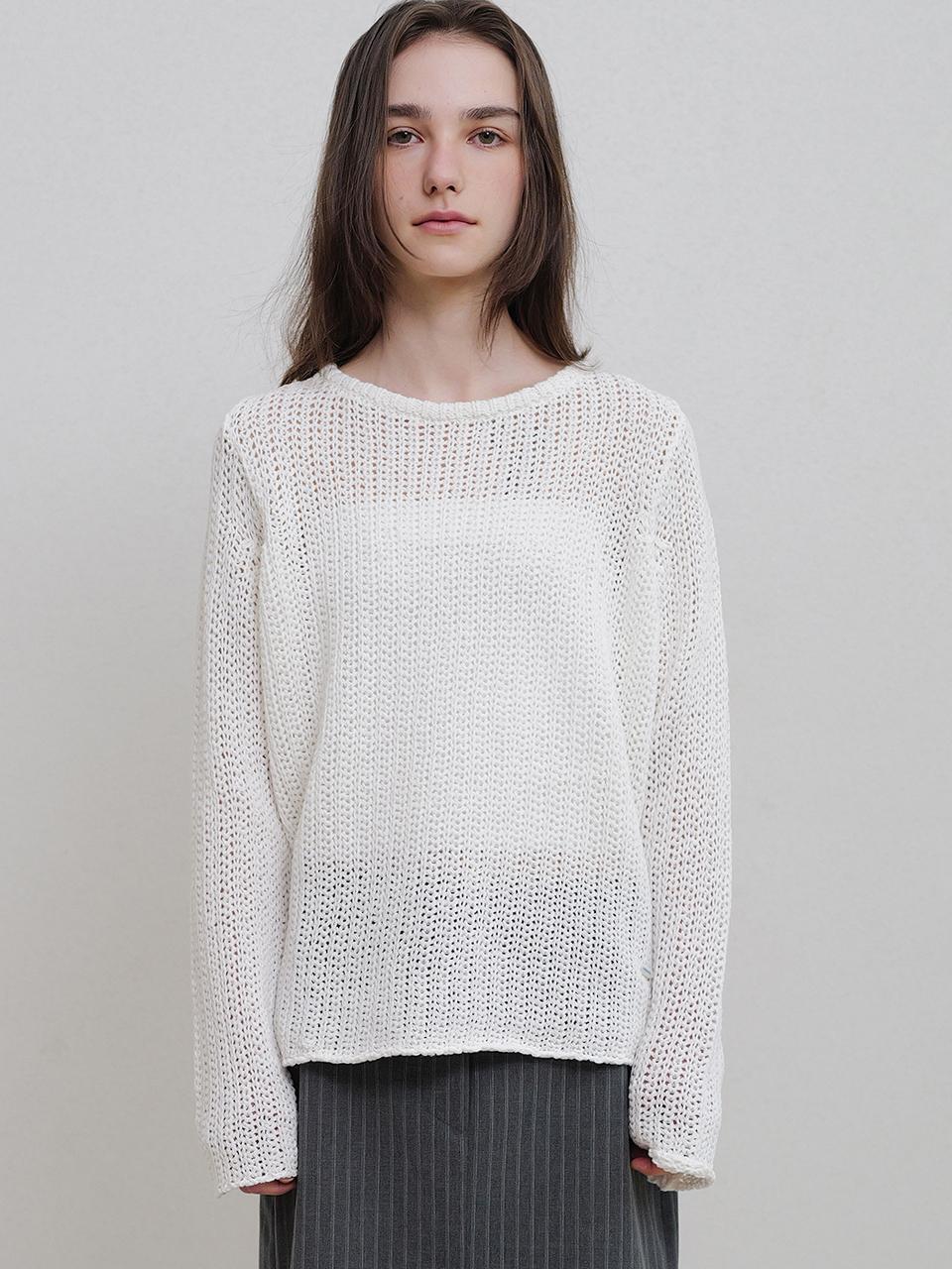 ANDNEEDS Loose Knit Cotton Sweater [Beige]