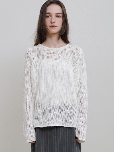 ANDNEEDS Loose Knit Cotton Sweater [Beige]