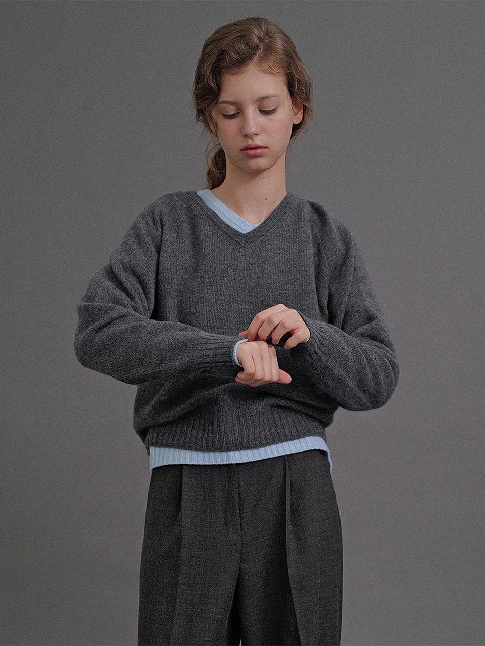 ANDNEEDS Monet v neck sweater (charcoal)