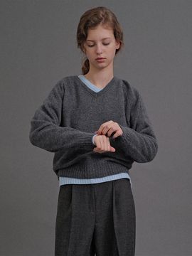 ANDNEEDS Monet v neck sweater (charcoal)