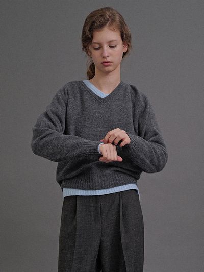 ANDNEEDS Monet v neck sweater (charcoal)