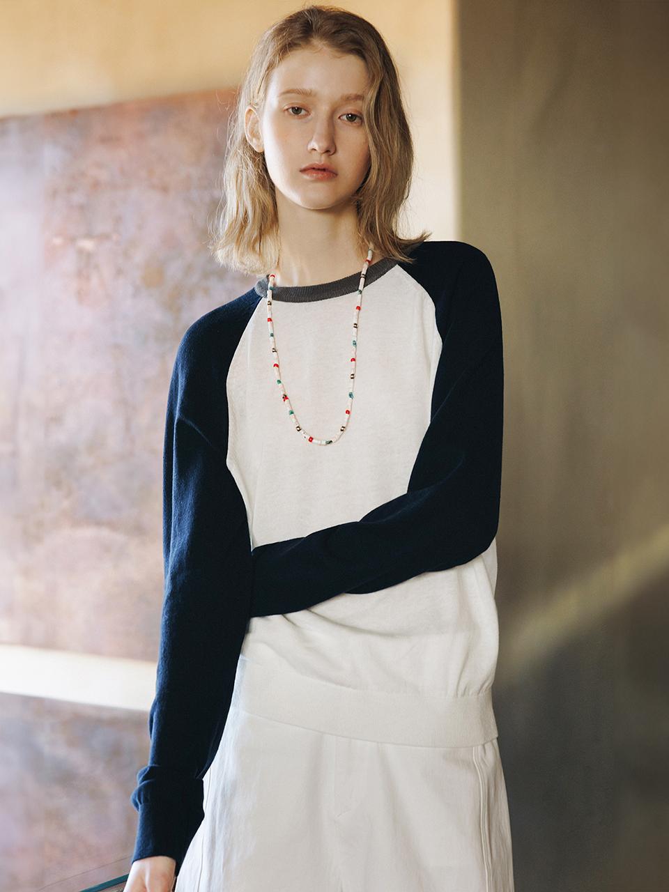 ANDNEEDS Peter Raglan Knit Sweater [Navy]