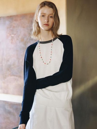 ANDNEEDS Peter Raglan Knit Sweater [Navy]