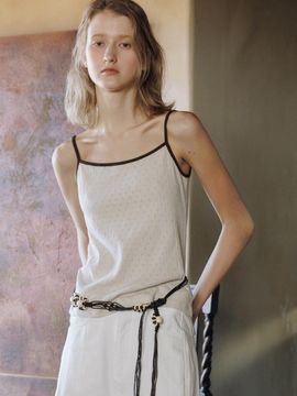 ANDNEEDS Punching Ringer Sleeveless Tank [Light Brown]