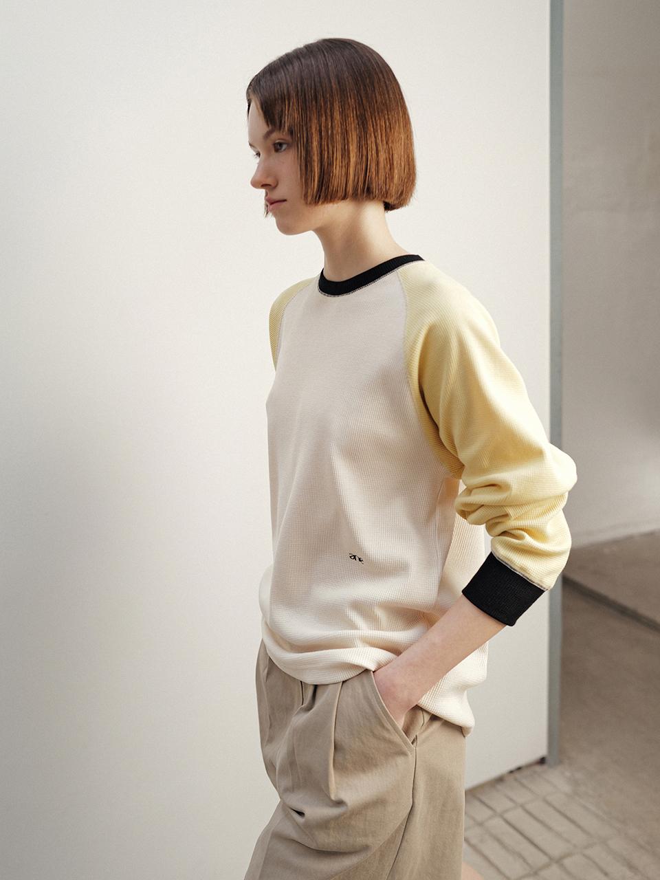 ANDNEEDS Raglan waffle tee (yellow)