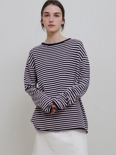 ANDNEEDS Striped Cashmere Merino Wool Sweater [Pink]