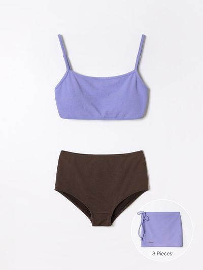 ANDNEEDS Two-Tone Adjustable Bikini Set [Purple]