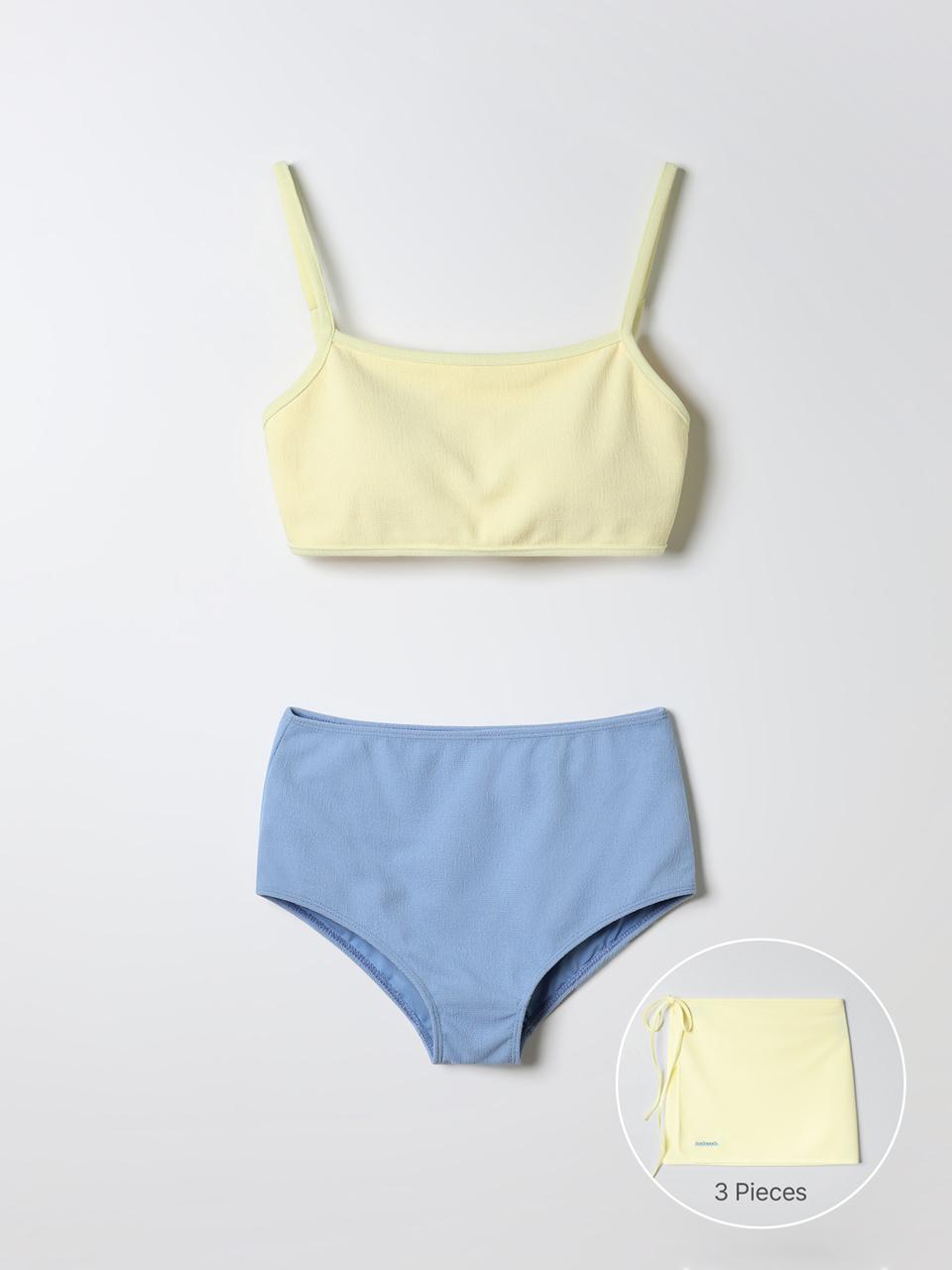 ANDNEEDS Two-tone Adjustable Strap Bikini Set [Yellow]