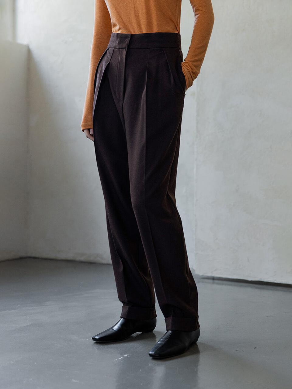 ANDNEEDS Wool flannel cabra pants (Brown Pod)