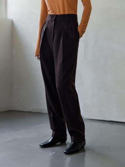 ANDNEEDS Wool flannel cabra pants (Brown Pod)