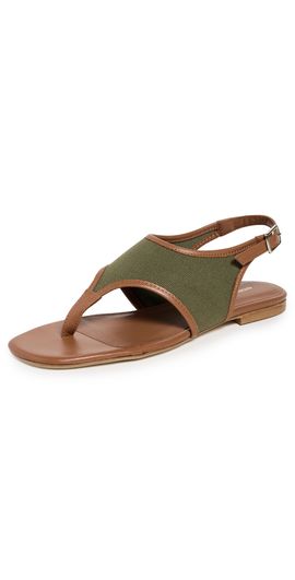 Andrea Gomez Andrea Gomez Dani Sandals Olive Canvas/Cognac Leather