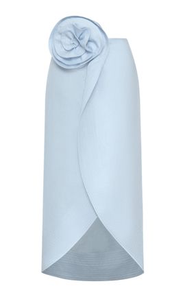 Andres Otalora Andres Otalora Florada FloralEmbellished Linen Midi Skirt Light Blue