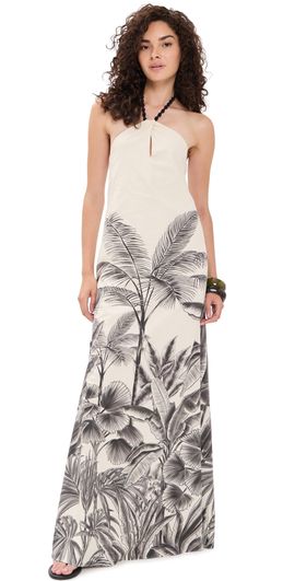 Andres Otalora Andres Otalora Kalahari Embellished Maxi Dress Maxi Ecru/Black Jungle