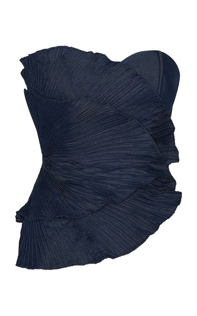 Andres Otalora Andres Otalora Mediterranea Pleated Tencel Top Navy