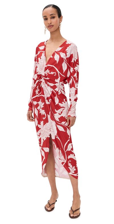 Andres Otalora Andres Otalora Nuestro Presente Midi Dress Scarlet Florals