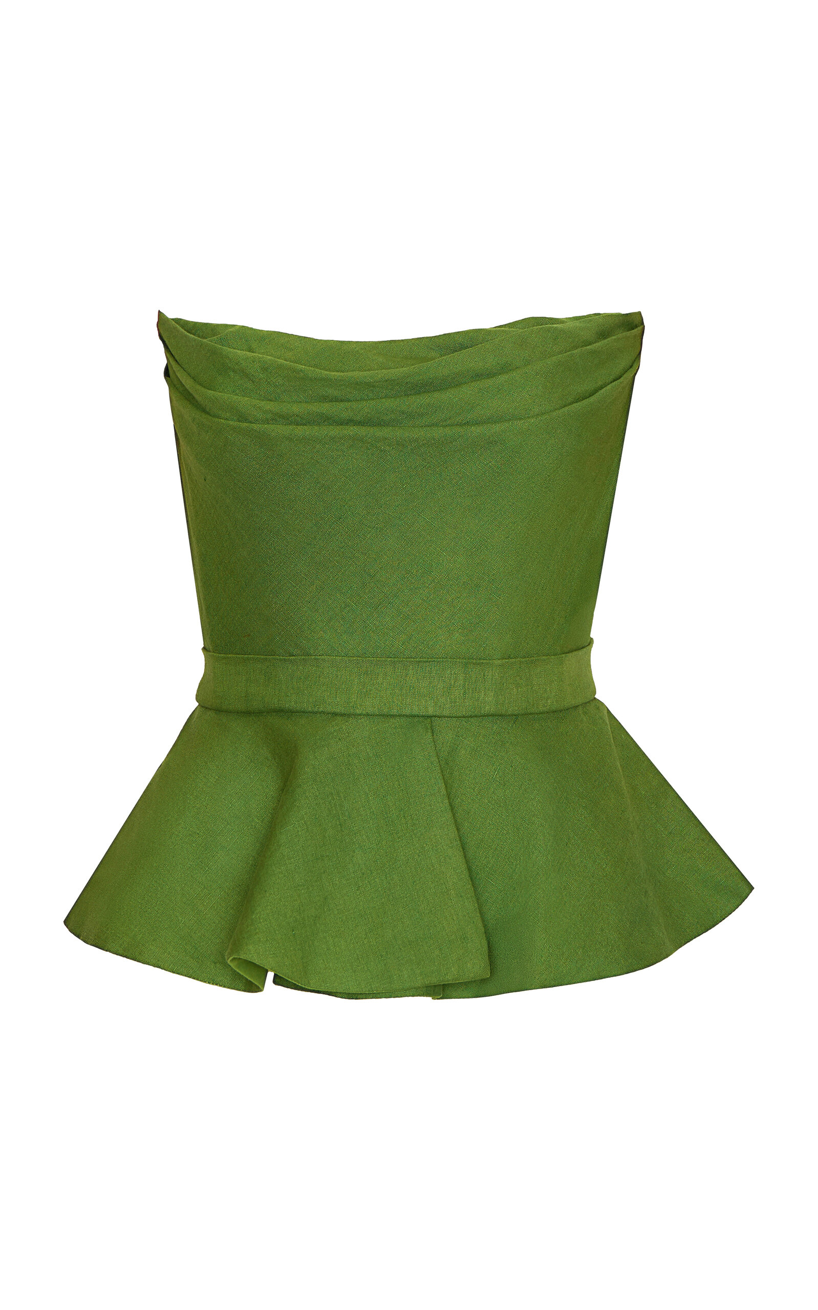Andres Otalora Andres Otalora Oliva Profundo Peplum Linen Top Green