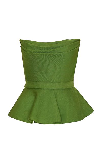 Andres Otalora Andres Otalora Oliva Profundo Peplum Linen Top Green