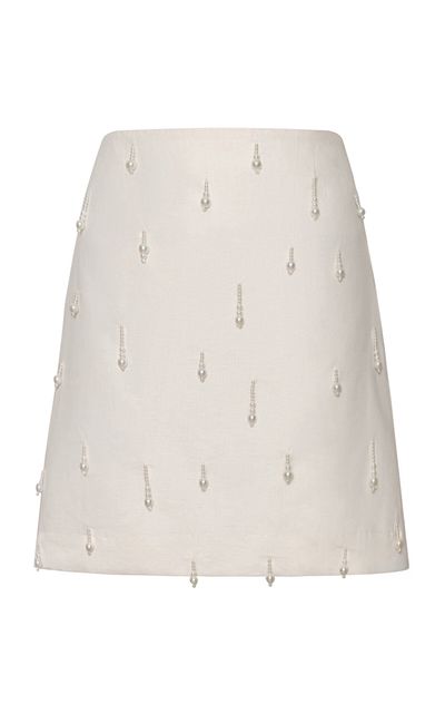 Andres Otalora Andres Otalora Savia Embellished Linen Mini Skirt