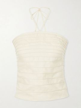 ANDRES OTALORA En Tu Luz embroidered linen bustier top