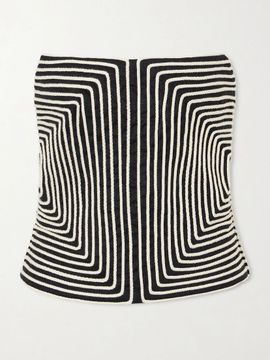 ANDRES OTALORA Nyota Alma embroidered linen-blend bustier top