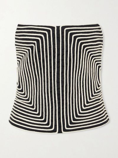 ANDRES OTALORA Nyota Alma embroidered linen-blend bustier top