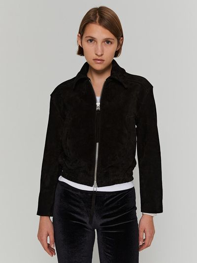 ANDROS Cropped Suede Jacket (Black)