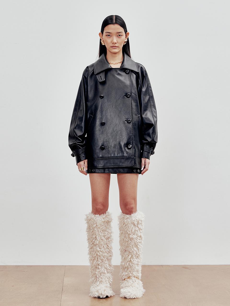 ANDROS Lambskin Half Double coat (Black)