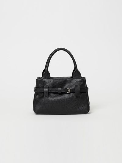 ANDROS Vegetable Leather Belted Mini Bag (Black)