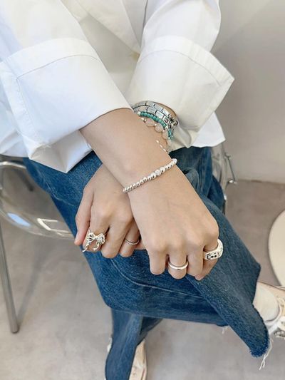 andseeyou silver cubic ball bracelet