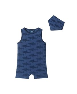 Andy & Evan Andy & Evan Boys' Reverse Jacquard Romper & Bib Set