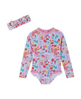 Andy & Evan Andy & Evan Girls' Long Sleeve Rashguard with Headband
