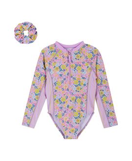 Andy & Evan Andy & Evan Girls' One Piece Rashguard with Scrunchie