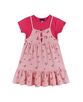 Andy & Evan Andy & Evan Girls' Rib Tee with Texture Tank Dress Set