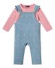 Andy & Evan Andy & Evan Kids' Bow Print Knit Denim Overalls & Tee Set - 1